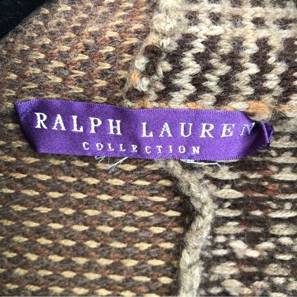RALPH LAUREN COLLECTION Purple Label Patchwork Shawl-Collar Cardigan Size Medium - Picture 5 of 10